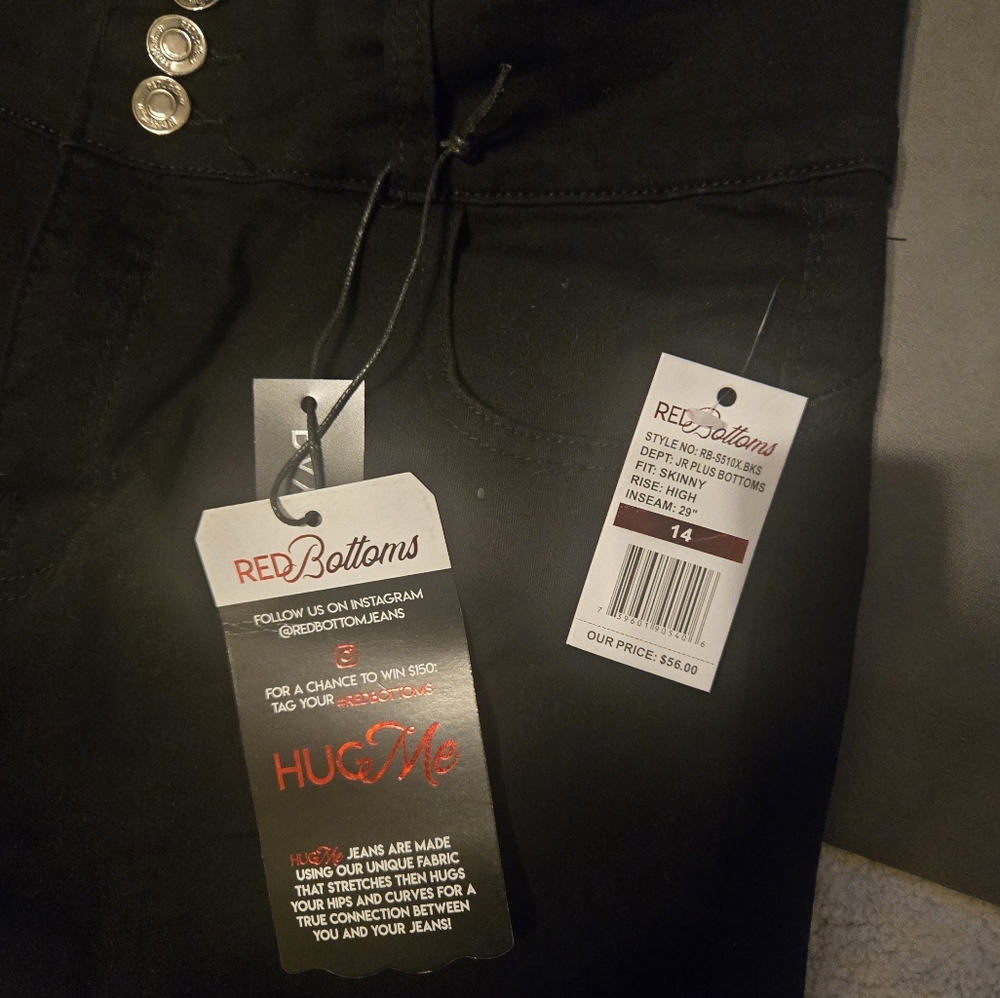 Red Bottom Jeans, Black, Size 14